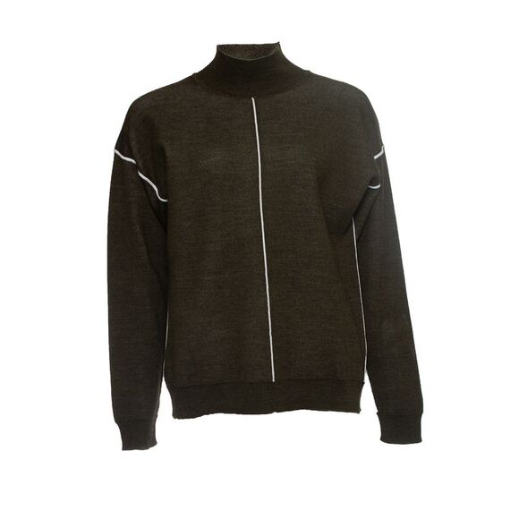 Sandro green turtleneck with white trim